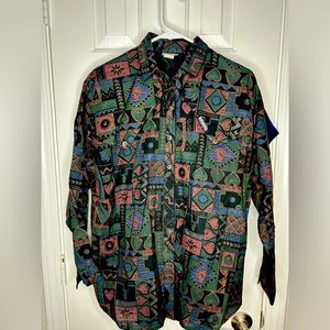 ROUGHRIDER Womens Western Cowgirl Rodeo Button Up Aztec Paisley top shirt